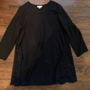 J. Jill Ponte  Black Knit Lace Back Tunic Small